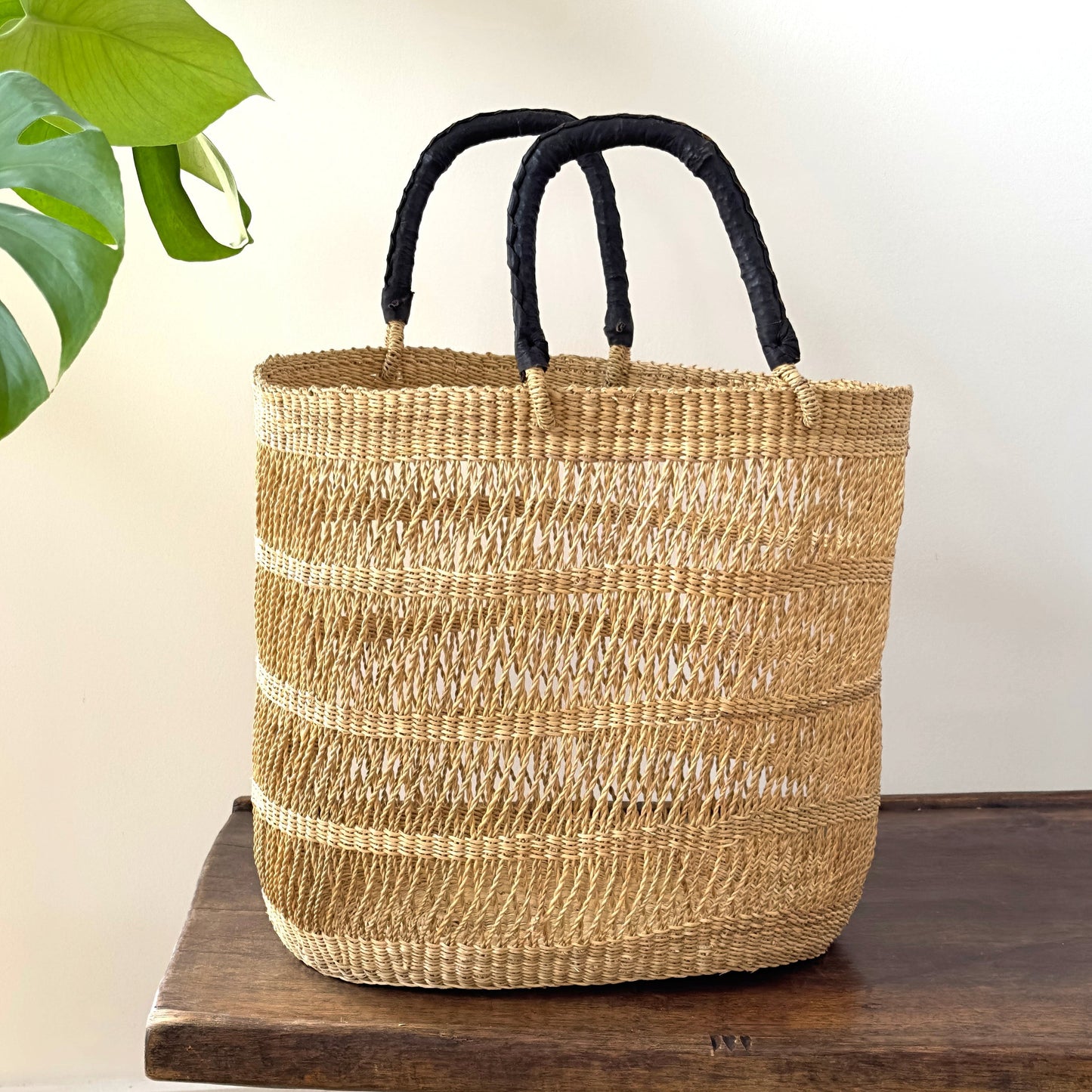 Handwoven African Market Tote Bag – Natural-2