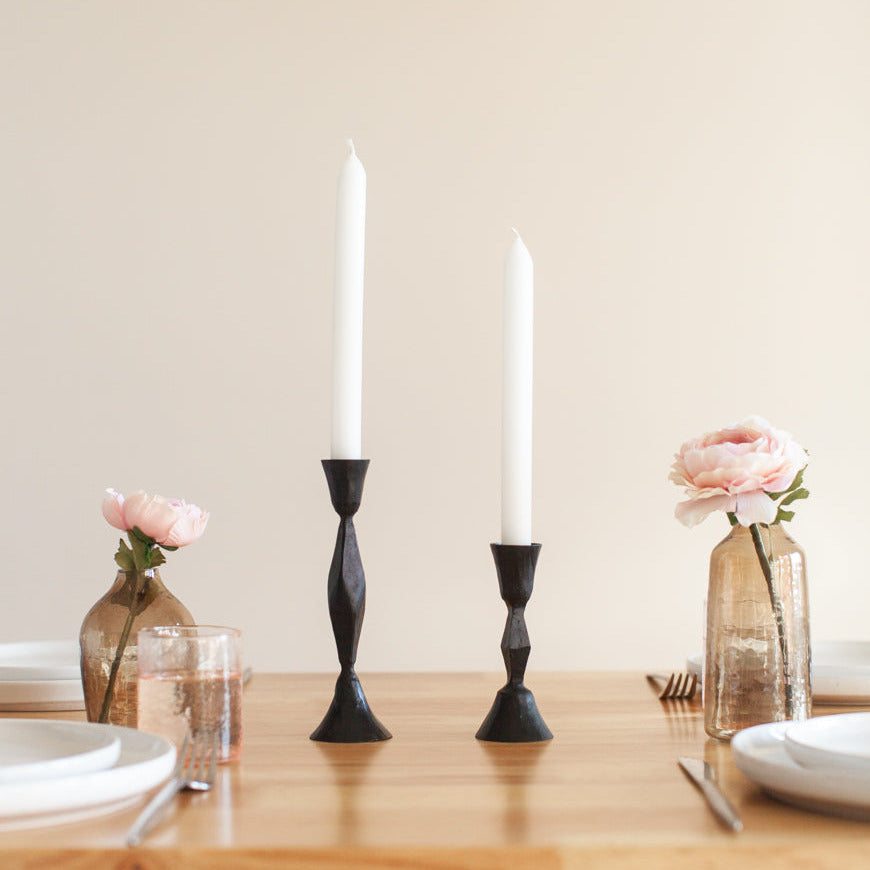 Low Diamond Hand-Forged Iron Candle Stand-1