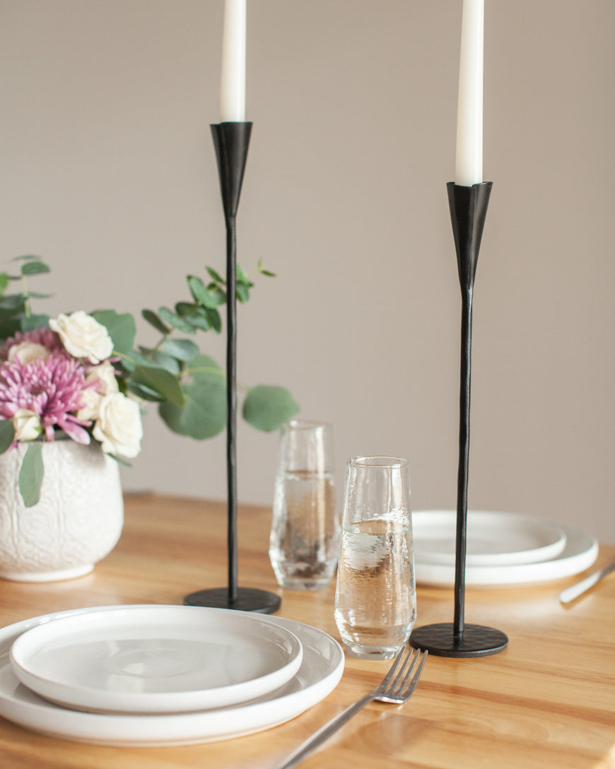 Phoenix Hand-Forged Iron Candle Stands | Set of 2-1