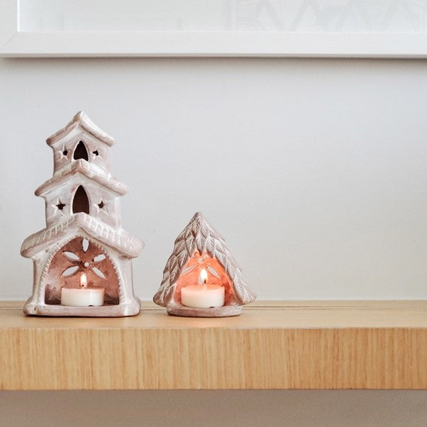 Terracotta Tea Light Candle Holder - House