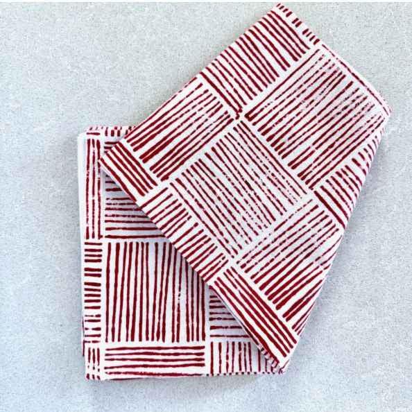 Tea Towel - Striped, Red