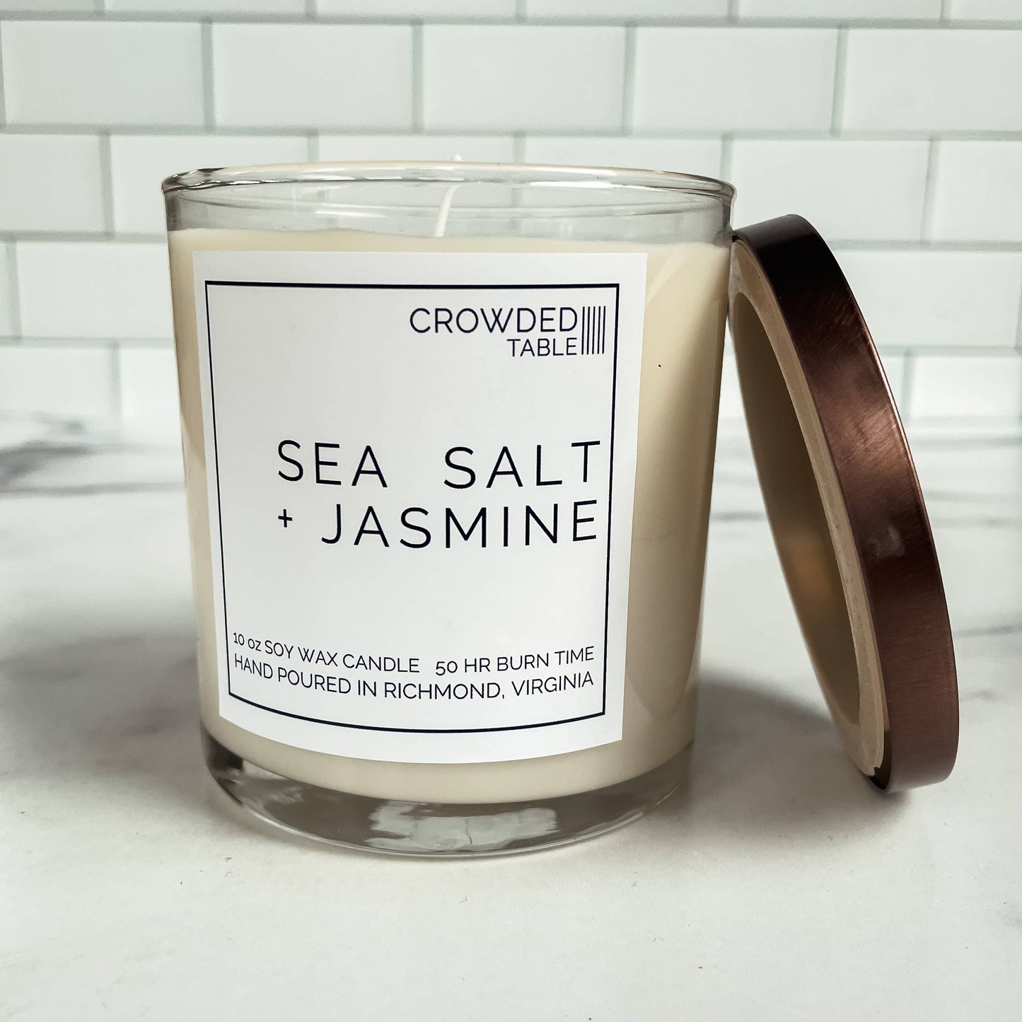 Sea Salt + Jasmine 10 oz. Pure Soy Wax Candle