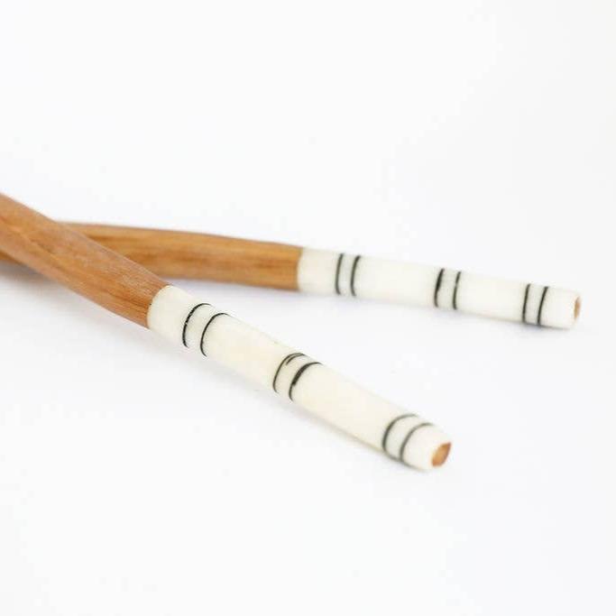 Wooden Serving Spoons, Bone Handle