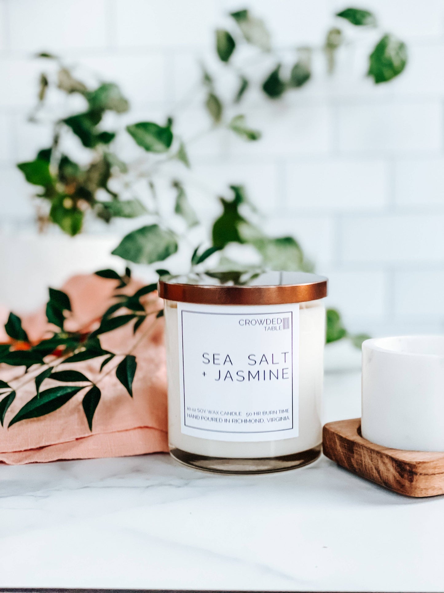 Sea Salt + Jasmine 10 oz. Pure Soy Wax Candle