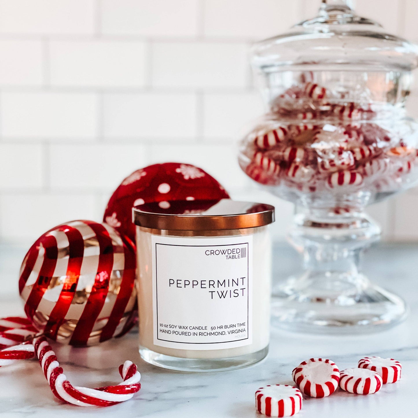 Peppermint Twist 10 oz. Pure Soy Wax Candle: 10 oz. Pure Soy Wax Candle