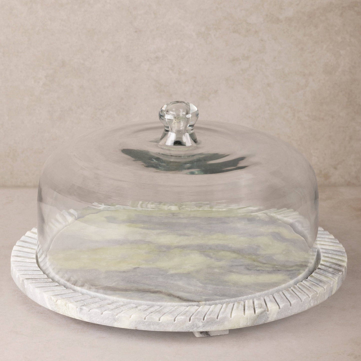 Green Onyx Serving Board with Glass Cloche