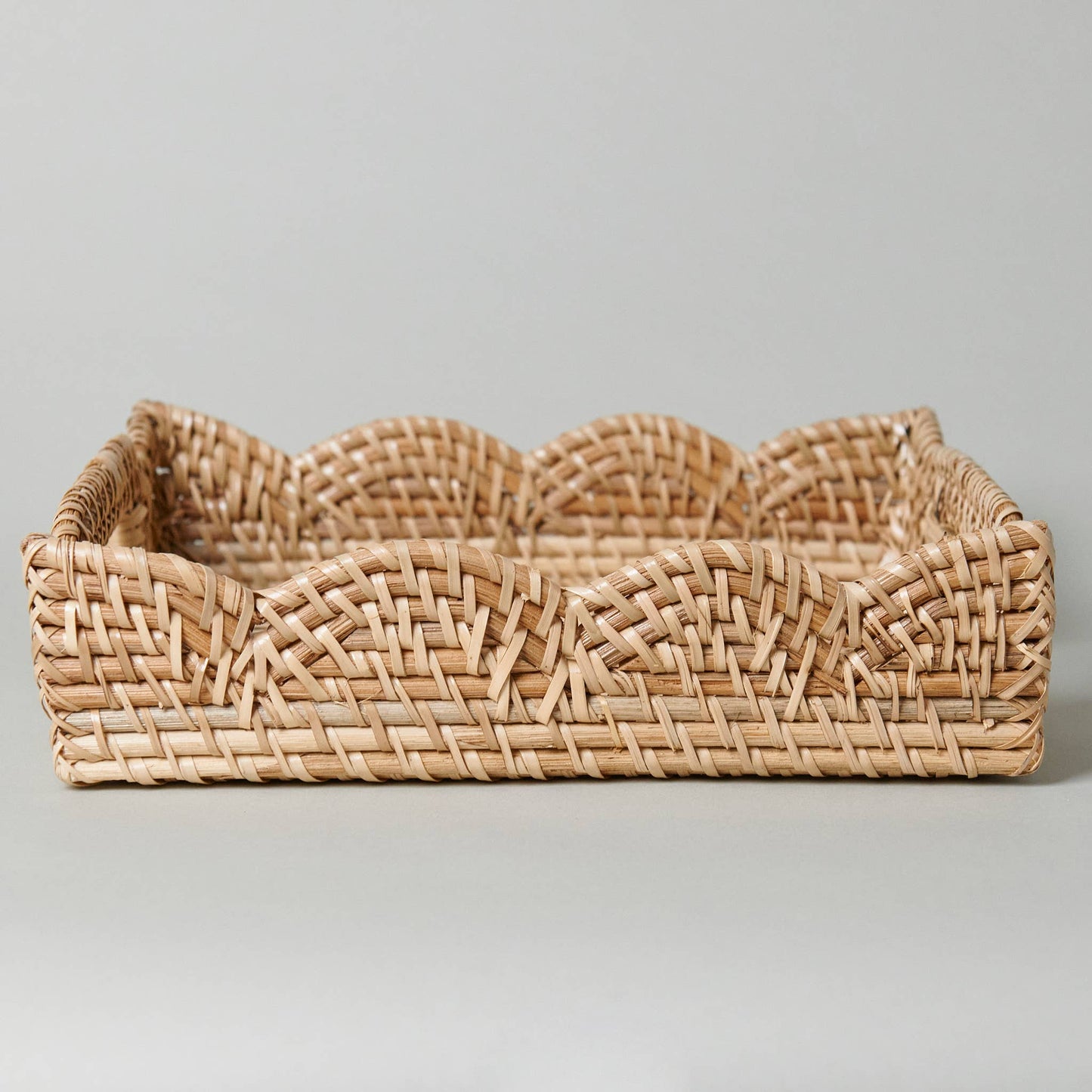 Mariposa Woven Scalloped Rattan Tray