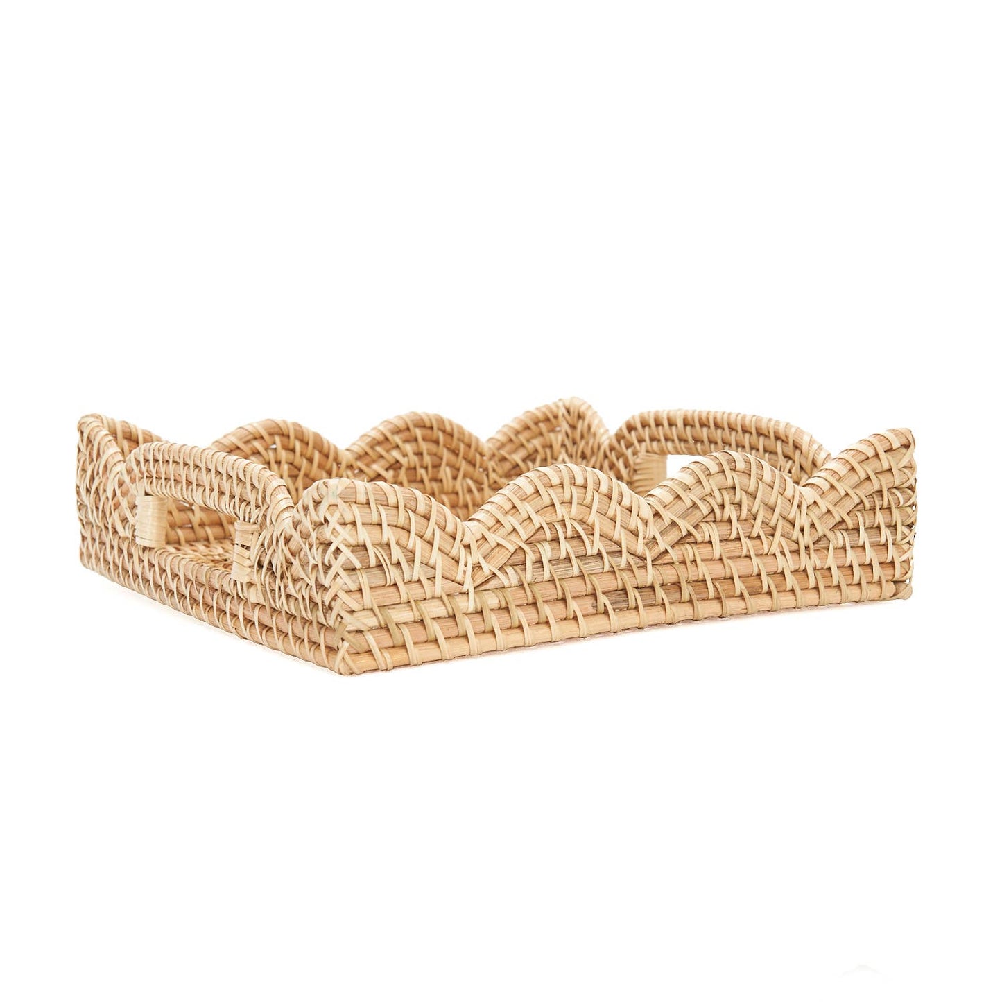 Mariposa Woven Scalloped Rattan Tray