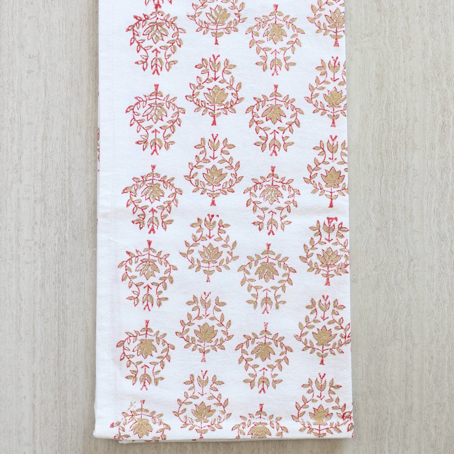 Tea Towel - Lotus, Red & Gold