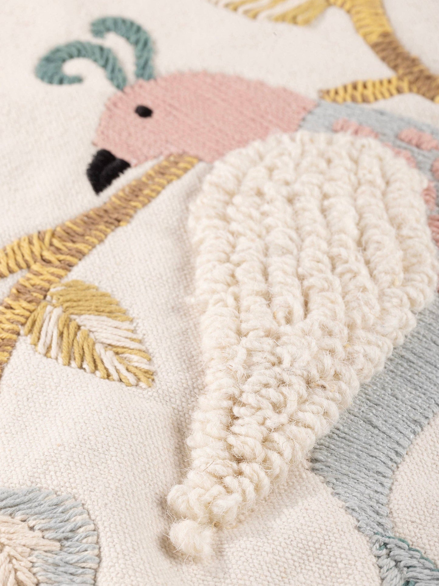 Likasi Embroidered Bird & Bloom Pillow Cover — 20″×20″: Pillow Cover Only