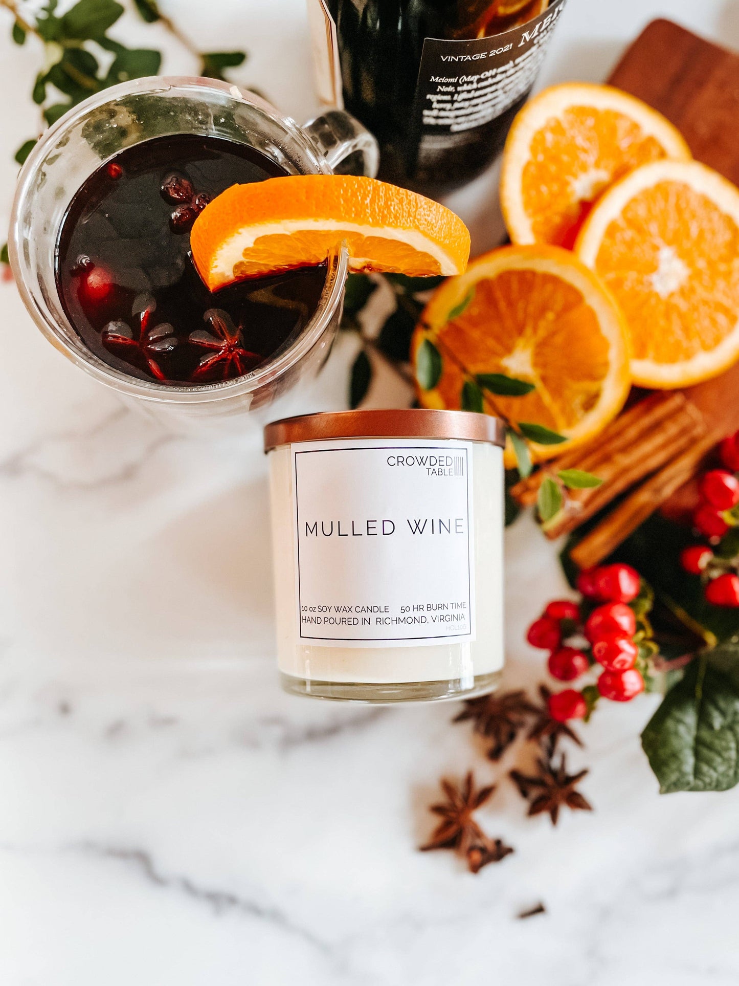 Mulled Wine 10 oz. Pure Soy Wax Candle: 10 oz. Pure Soy Wax Candle