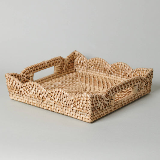 Mariposa Woven Scalloped Rattan Tray