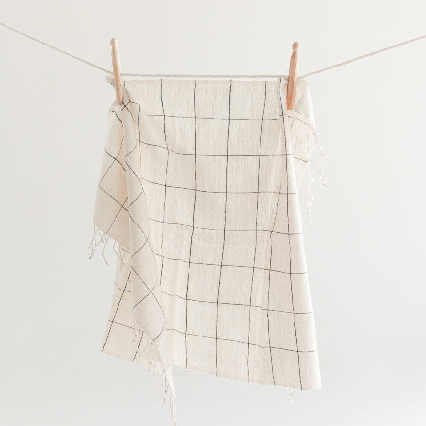 Windowpane Plaid Hand Towel-0