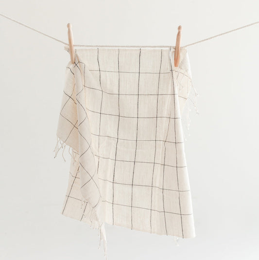 Windowpane Plaid Hand Towel-0