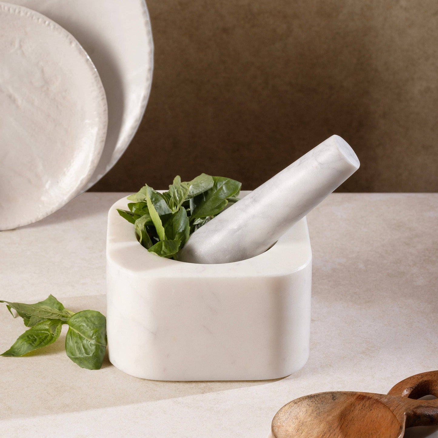 White Marble Mortar & Pestle Set