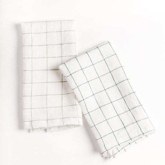 Stone Washed Linen Windowpane Napkins-0