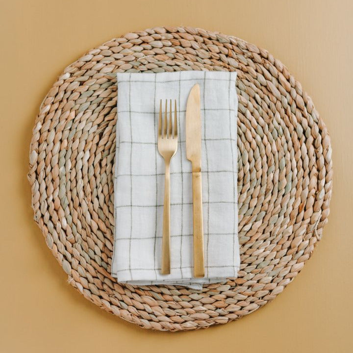 Stone Washed Linen Windowpane Napkins-2