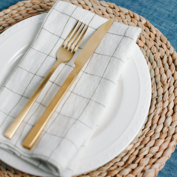 Stone Washed Linen Windowpane Napkins-1