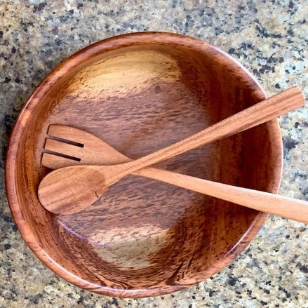 Tropical Hardwood Salad Bowl & Serving Set