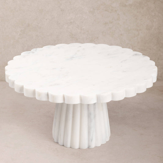 White Ribbed Marble Cake Stand 10″×6″