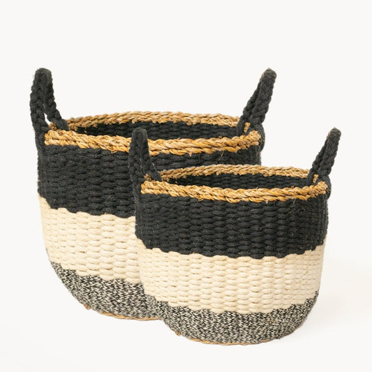 Ula Stripe Basket - Black-0