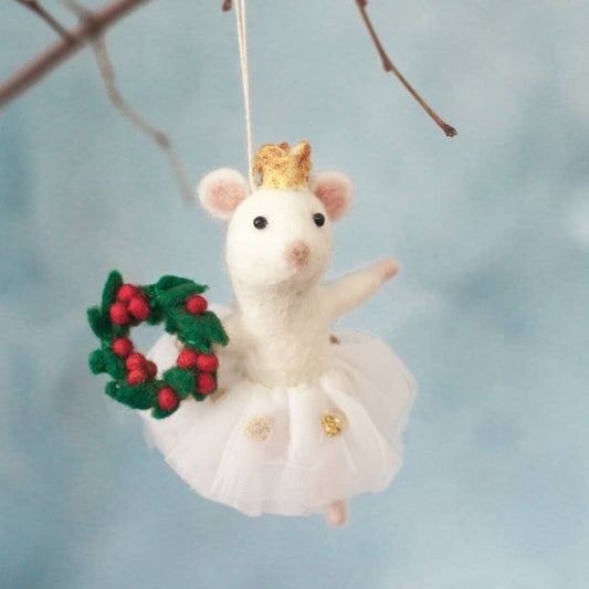 BALLERINA MOUSE FELT ORNAMENT | Handcrafted in Nepal