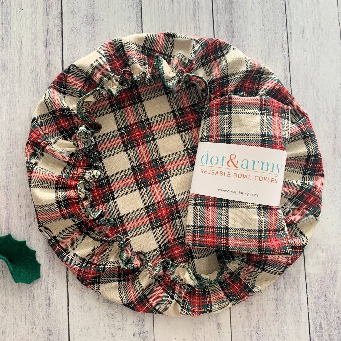 Tartan Reusable Bowl Cover, Cookie Plate, Pie, and Casserole