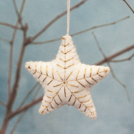 EMBROIDERED STAR FELT ORNAMENT | Handcrafted in Nepal