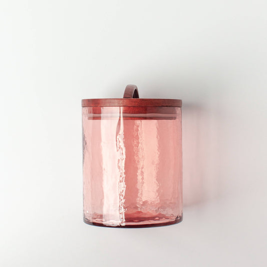 Handblown Hammered Glass Canisters: Small / Blush